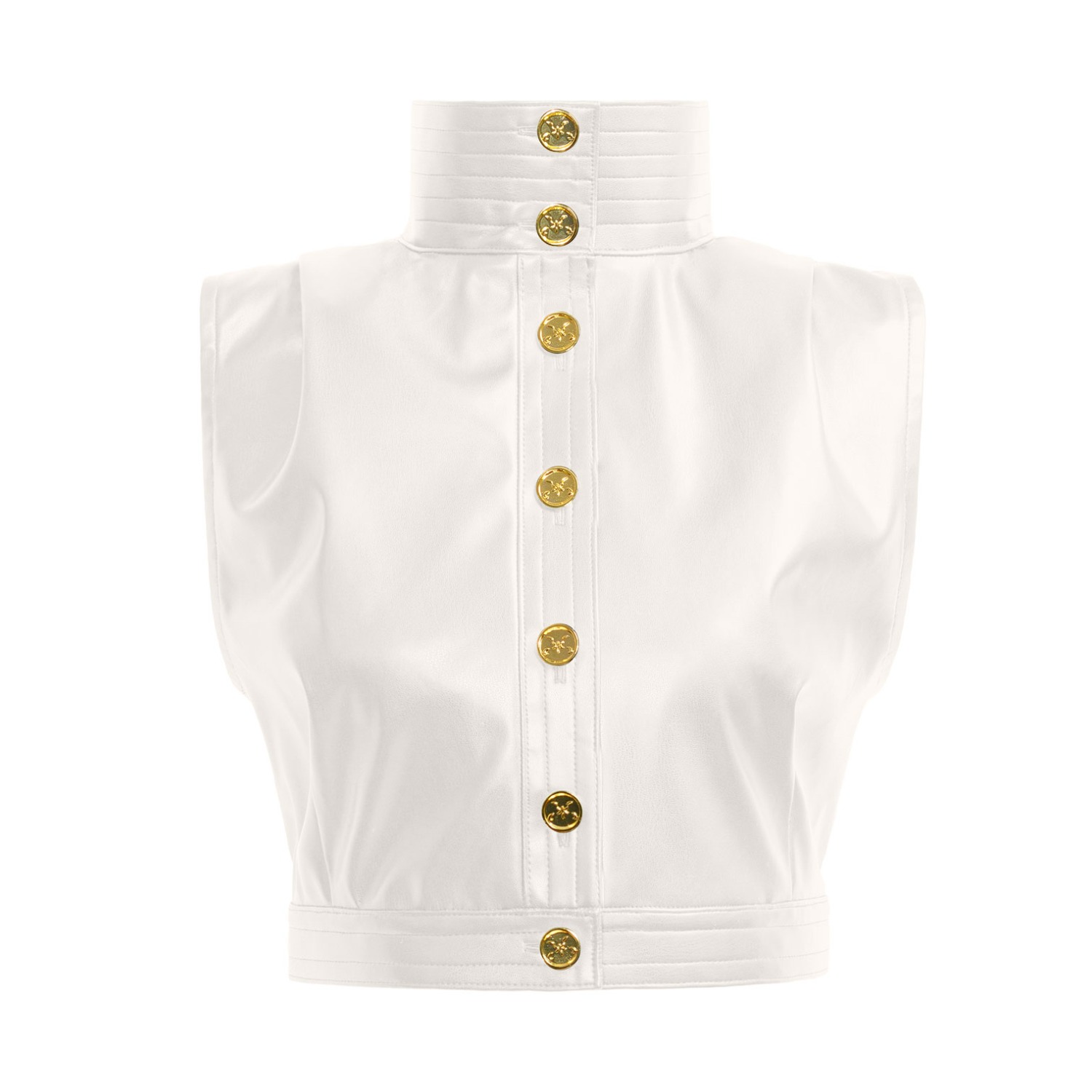 White High Neck Vest Top Vegan Leather Lan01