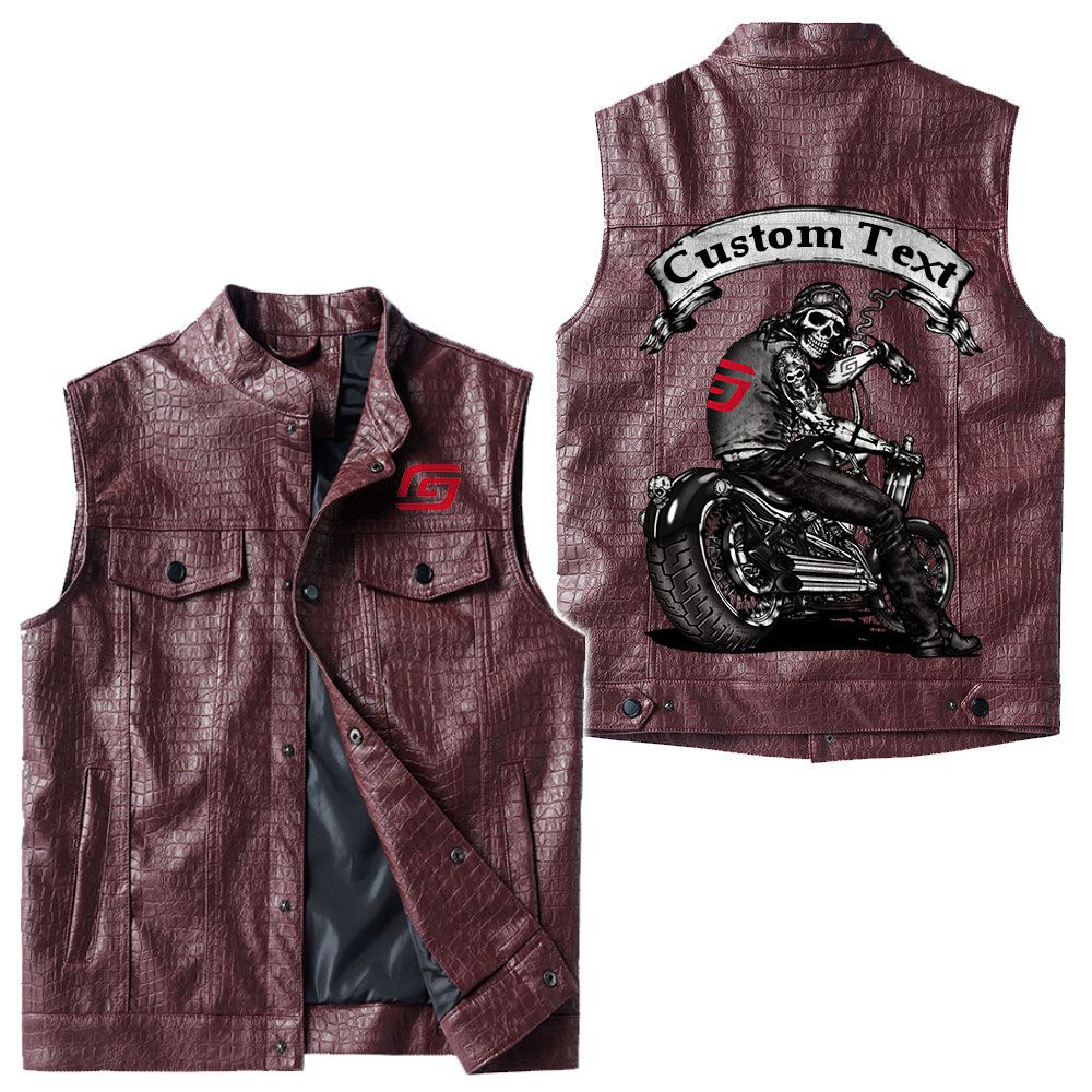 Custom Name Gas Gas Leather Vest - Personalized Logo Car Motorcycle Model - Image 4
