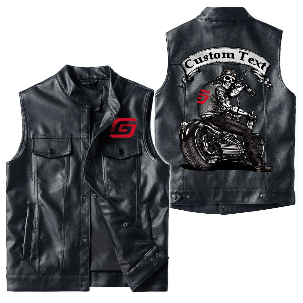 Custom Name Gas Gas Leather Vest - Personalized Logo Car Motorcycle Model