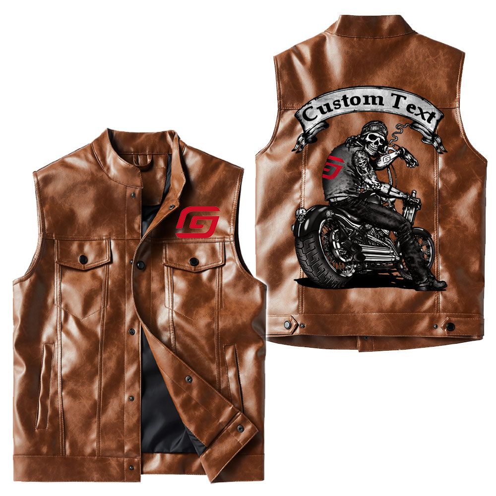 Custom Name Gas Gas Leather Vest - Personalized Logo Car Motorcycle Model - Image 2