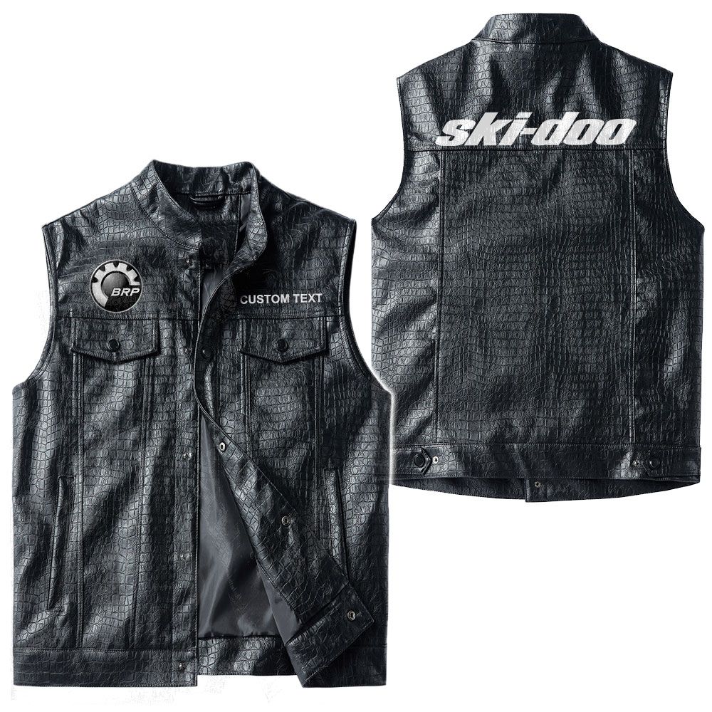 Custom Name Brp Ski-doo Leather Vest - Personalized Logo Car Motorcycle Model - Image 3