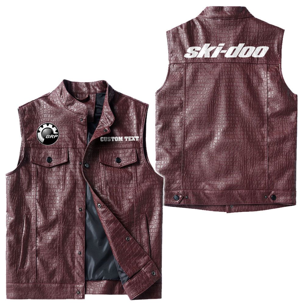 Custom Name Brp Ski-doo Leather Vest - Personalized Logo Car Motorcycle Model - Image 4