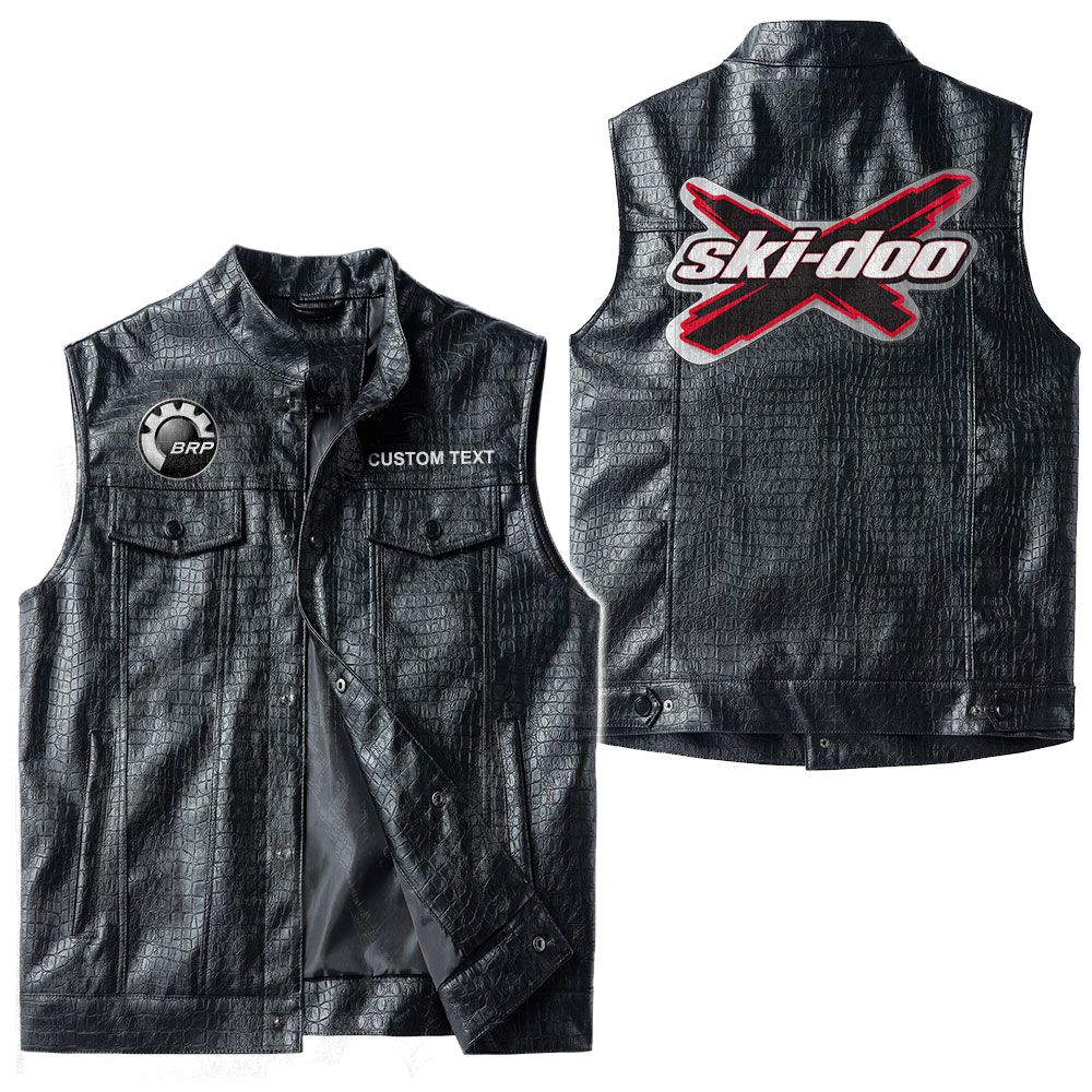 Custom Name Brp Ski-doo Leather Vest - Personalized Logo Car Motorcycle Model - Image 3