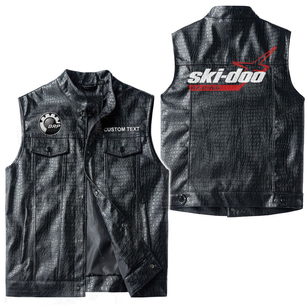 Custom Name Brp Ski-doo Leather Vest - Personalized Logo Car Motorcycle Model - Image 3