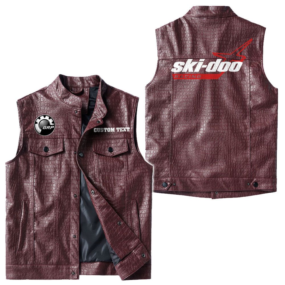 Custom Name Brp Ski-doo Leather Vest - Personalized Logo Car Motorcycle Model - Image 4