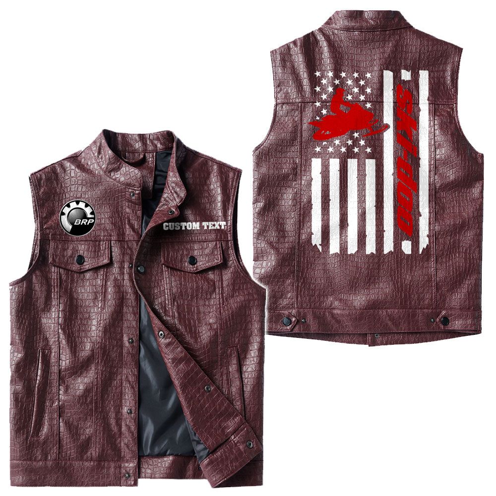 Custom Name Brp Ski-doo Leather Vest - Personalized Logo Car Motorcycle Model - Image 4