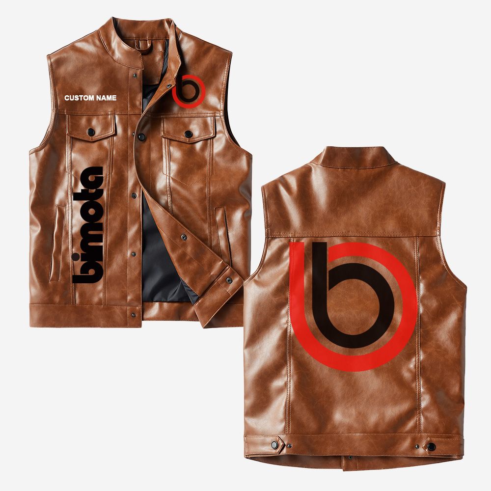 Custom Name Bimota Leather Vest - Personalized Logo Car Motorcycle Model - Image 2