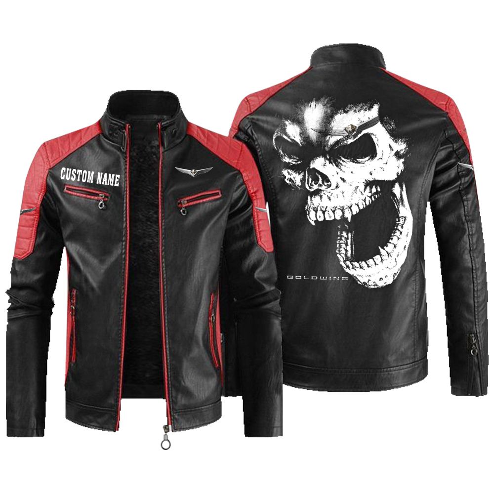 Custom Name Goldwing Contrast Leather Jacket - Personalized Logo Car Motorcycle Model - Image 2