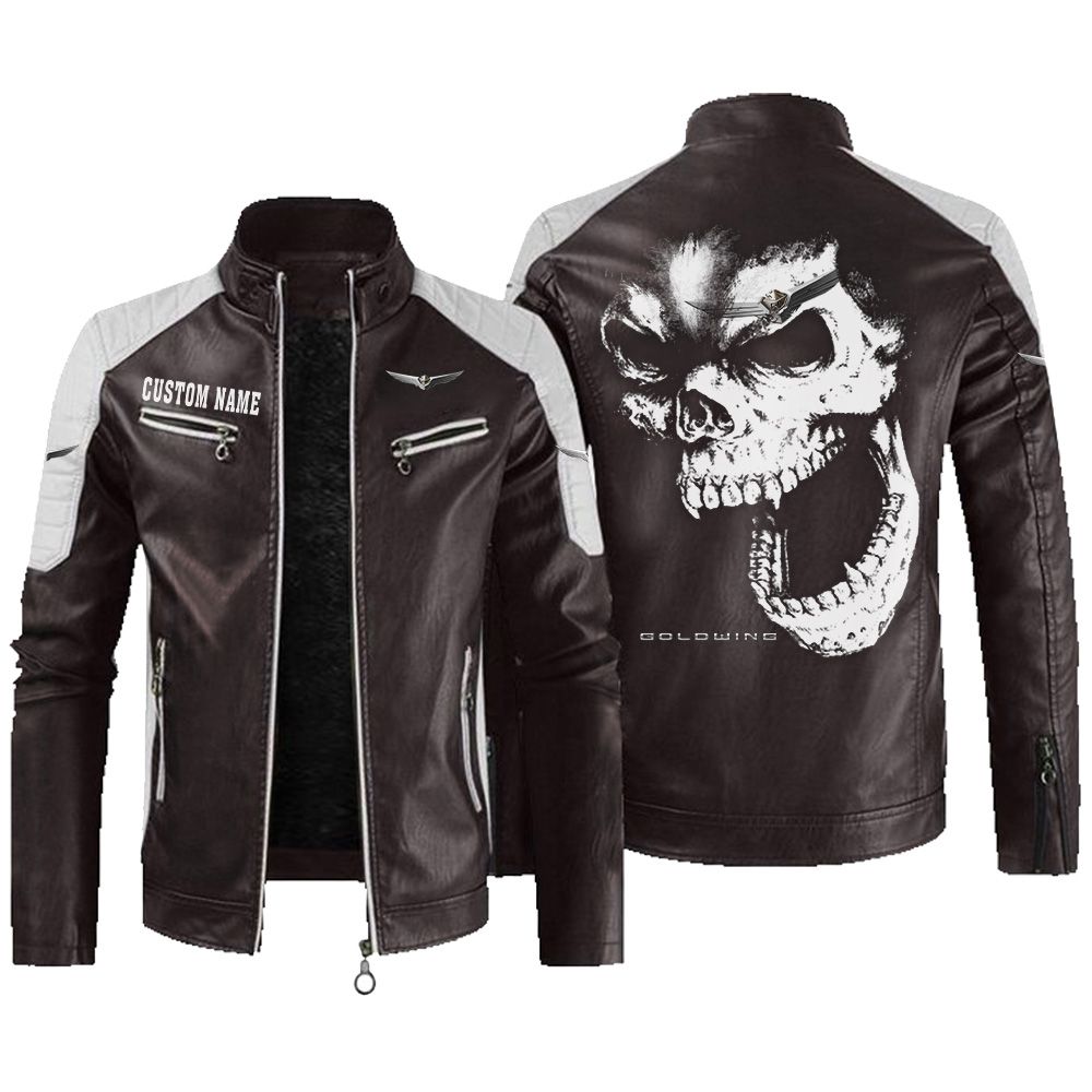 Custom Name Goldwing Contrast Leather Jacket - Personalized Logo Car Motorcycle Model - Image 3
