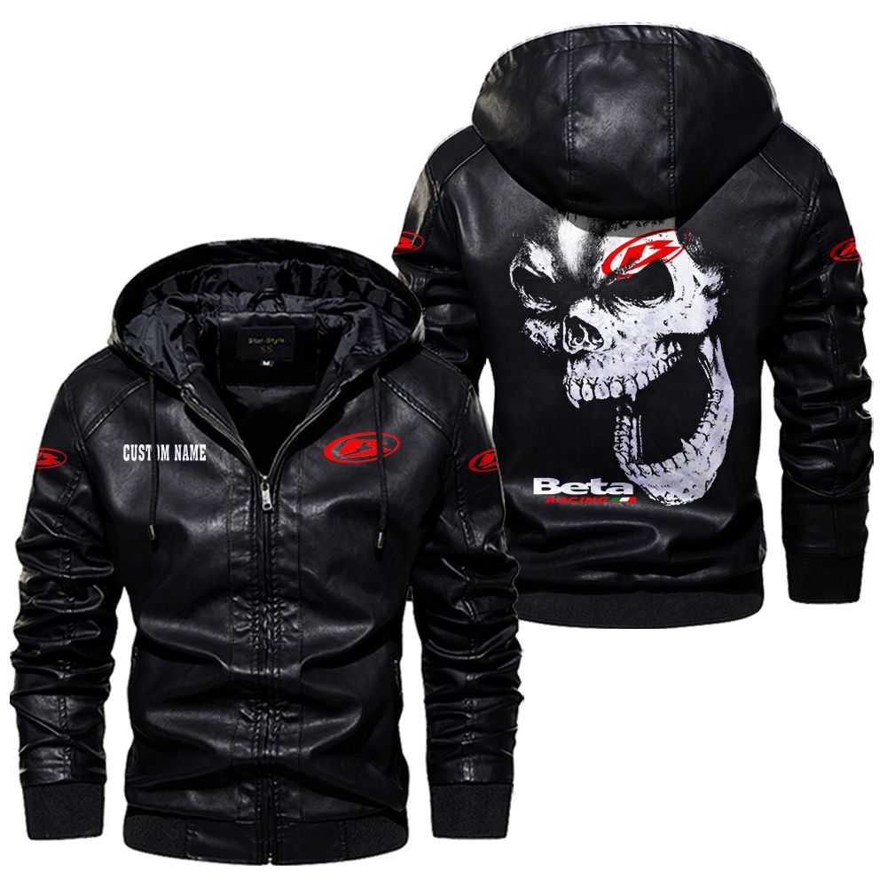 Custom Name Beta Skull Leather Jacket - Personalized Logo Car Motorcycle Model - Image 5