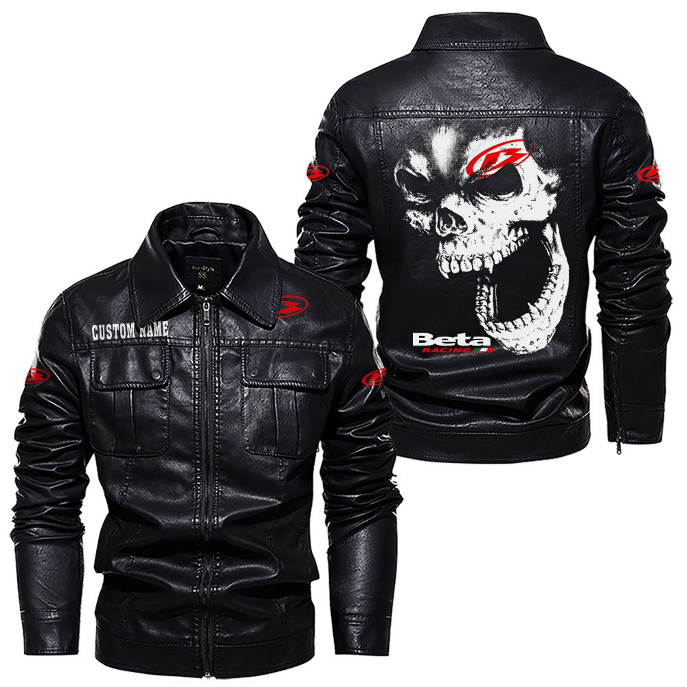 Custom Name Beta Skull Leather Jacket - Personalized Logo Car Motorcycle Model - Image 7