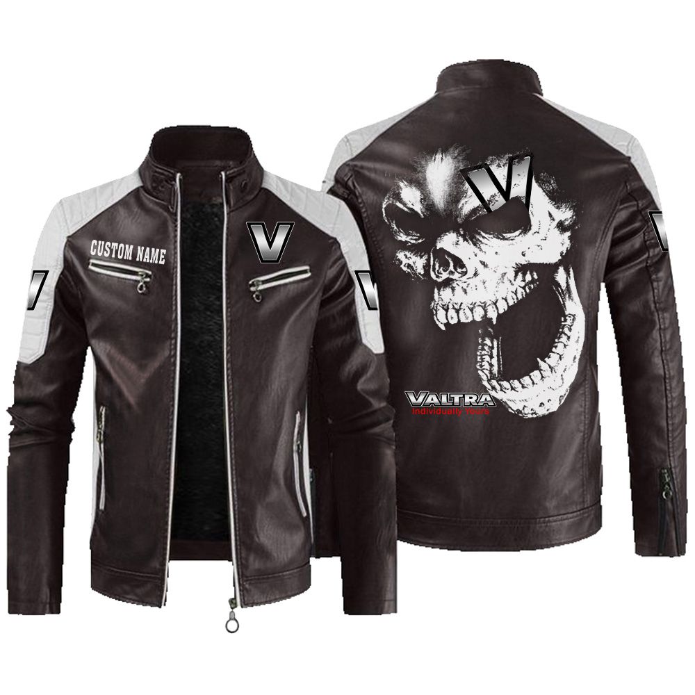 Custom Name Valtra Contrast Leather Jacket - Personalized Logo Car Motorcycle Model - Image 3