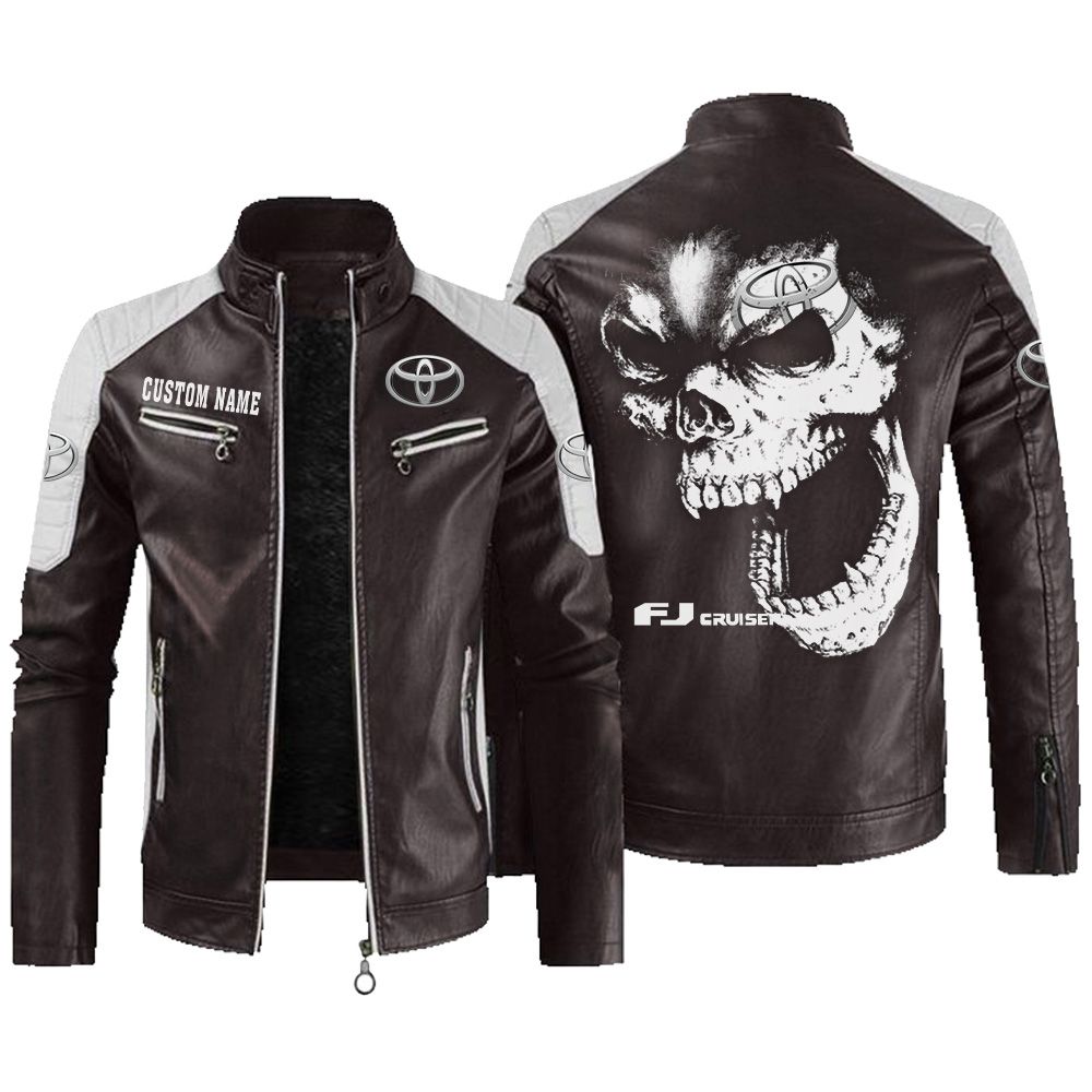 Custom Name Toyota Fj Cruiser Contrast Leather Jacket - Personalized Logo Car Motorcycle Model - Image 3