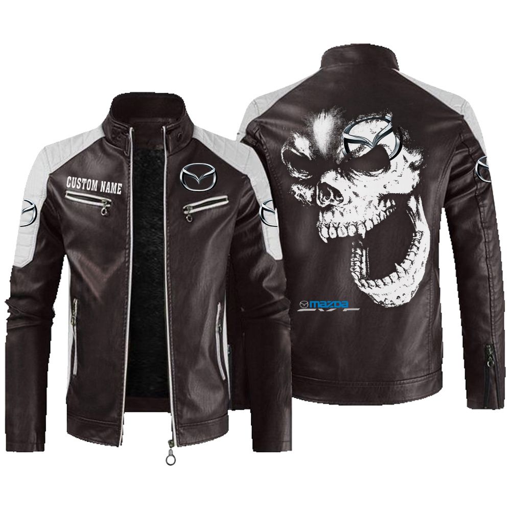 Custom Name Mazda Cx5 Contrast Leather Jacket - Personalized Logo Car Motorcycle Model - Image 3
