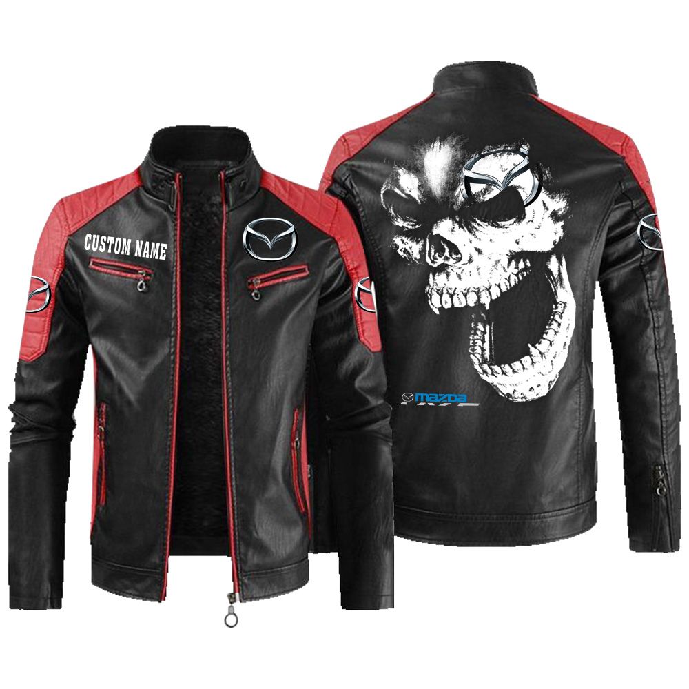 Custom Name Mazda Mx5 Contrast Leather Jacket - Personalized Logo Car Motorcycle Model - Image 2