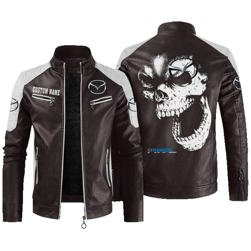 Custom Name Mazda Mx5 Contrast Leather Jacket - Personalized Logo Car Motorcycle Model - Image 3