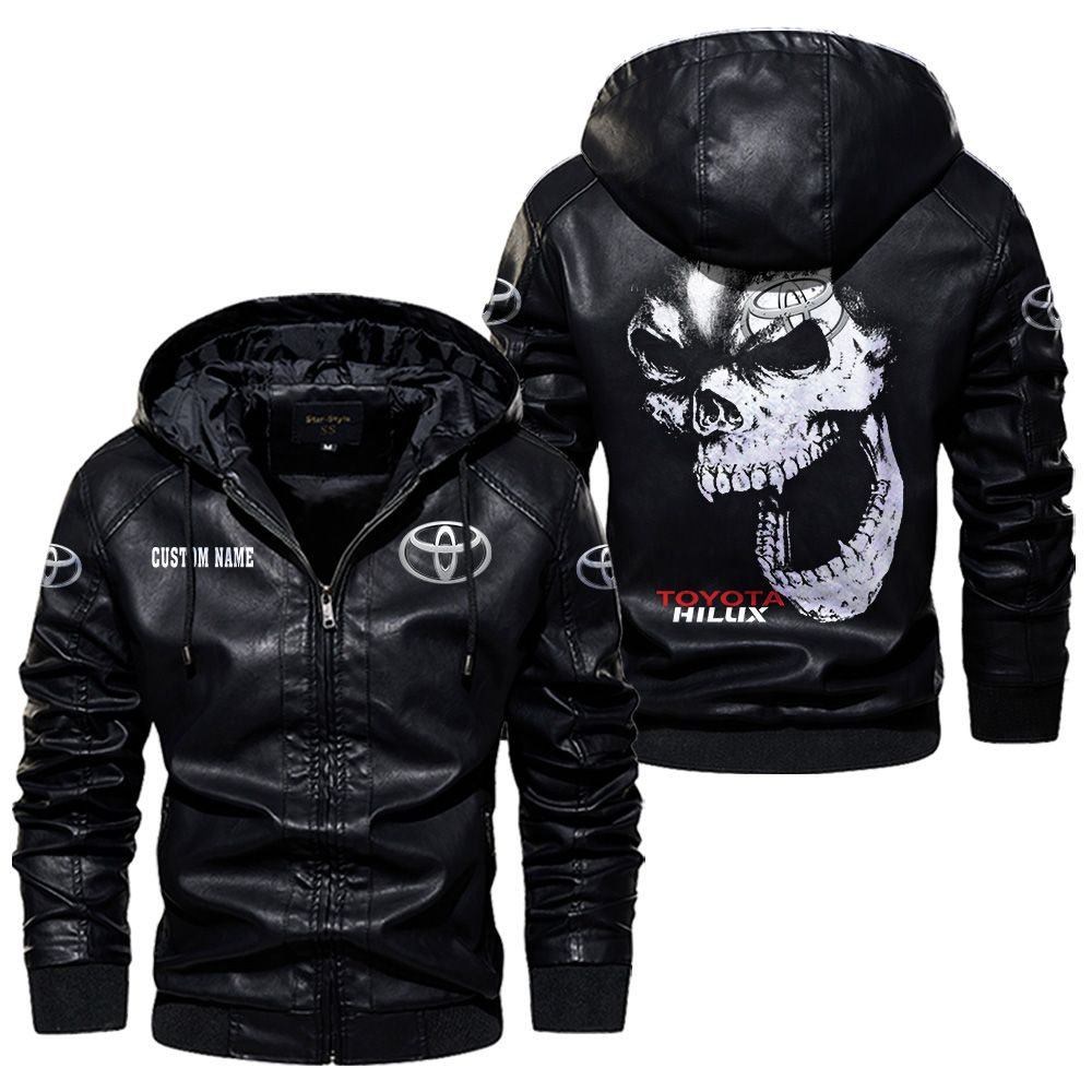 Custom Name Toyota Hilux Skull Leather Jacket - Personalized Logo Car Motorcycle Model - Image 5