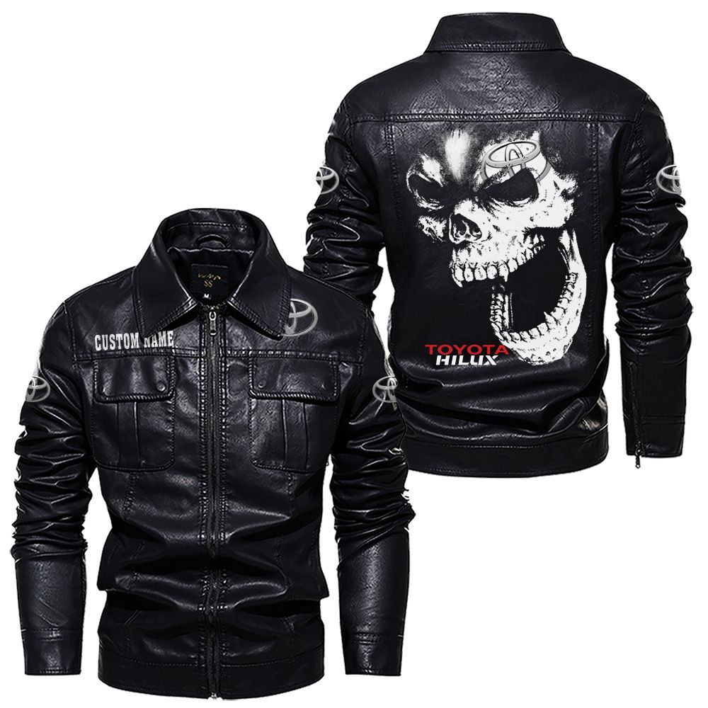 Custom Name Toyota Hilux Skull Leather Jacket - Personalized Logo Car Motorcycle Model - Image 7