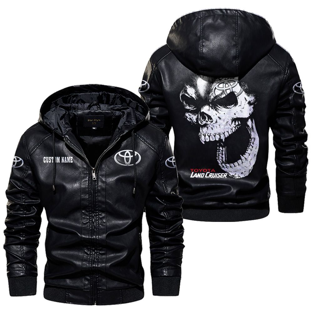 Custom Name Toyota Land Cruiser Skull Leather Jacket - Personalized Logo Car Motorcycle Model - Image 5
