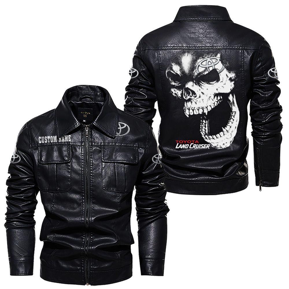 Custom Name Toyota Land Cruiser Skull Leather Jacket - Personalized Logo Car Motorcycle Model - Image 7