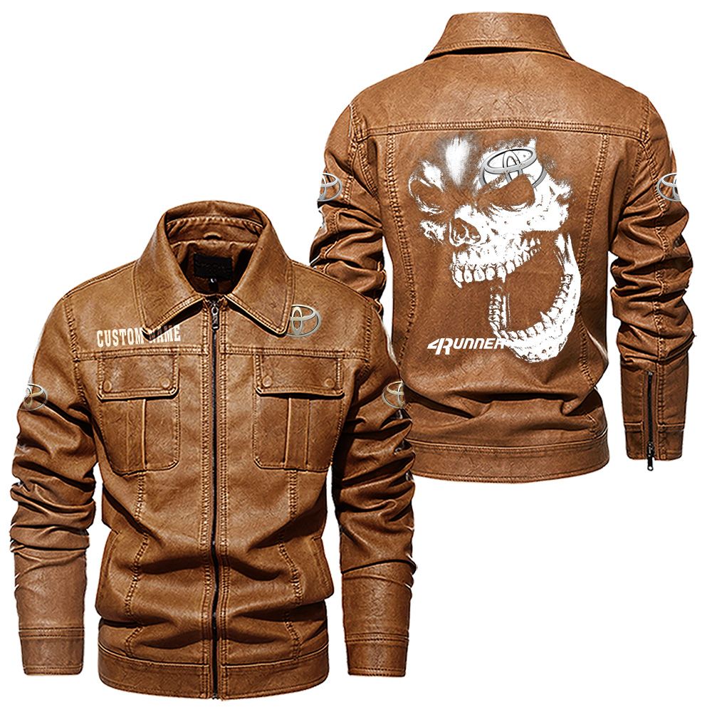 Custom Name Toyota 4runner Skull Leather Jacket - Personalized Logo Car Motorcycle Model - Image 8