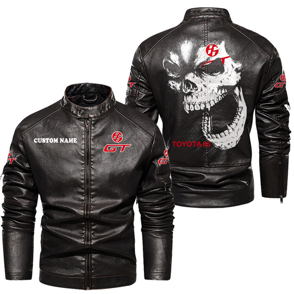 Custom Name Toyota 86 Skull Leather Jacket - Personalized Logo Car Motorcycle Model - Image 3