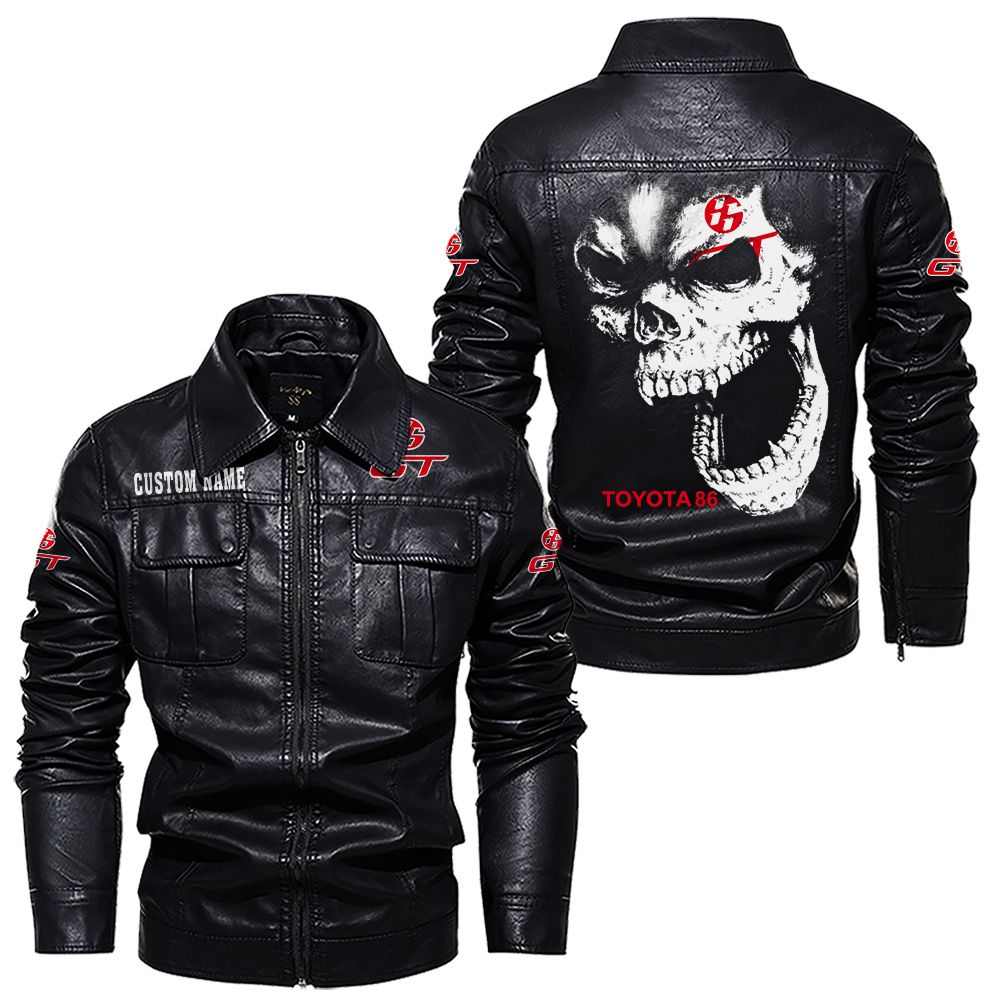 Custom Name Toyota 86 Skull Leather Jacket - Personalized Logo Car Motorcycle Model - Image 7
