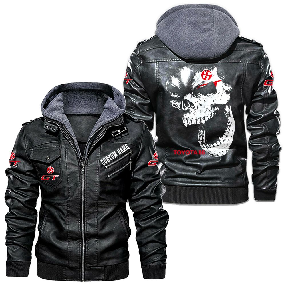 Custom Name Toyota 86 Skull Leather Jacket - Personalized Logo Car Motorcycle Model