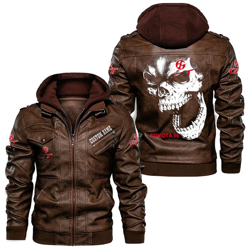 Custom Name Toyota 86 Skull Leather Jacket - Personalized Logo Car Motorcycle Model - Image 2
