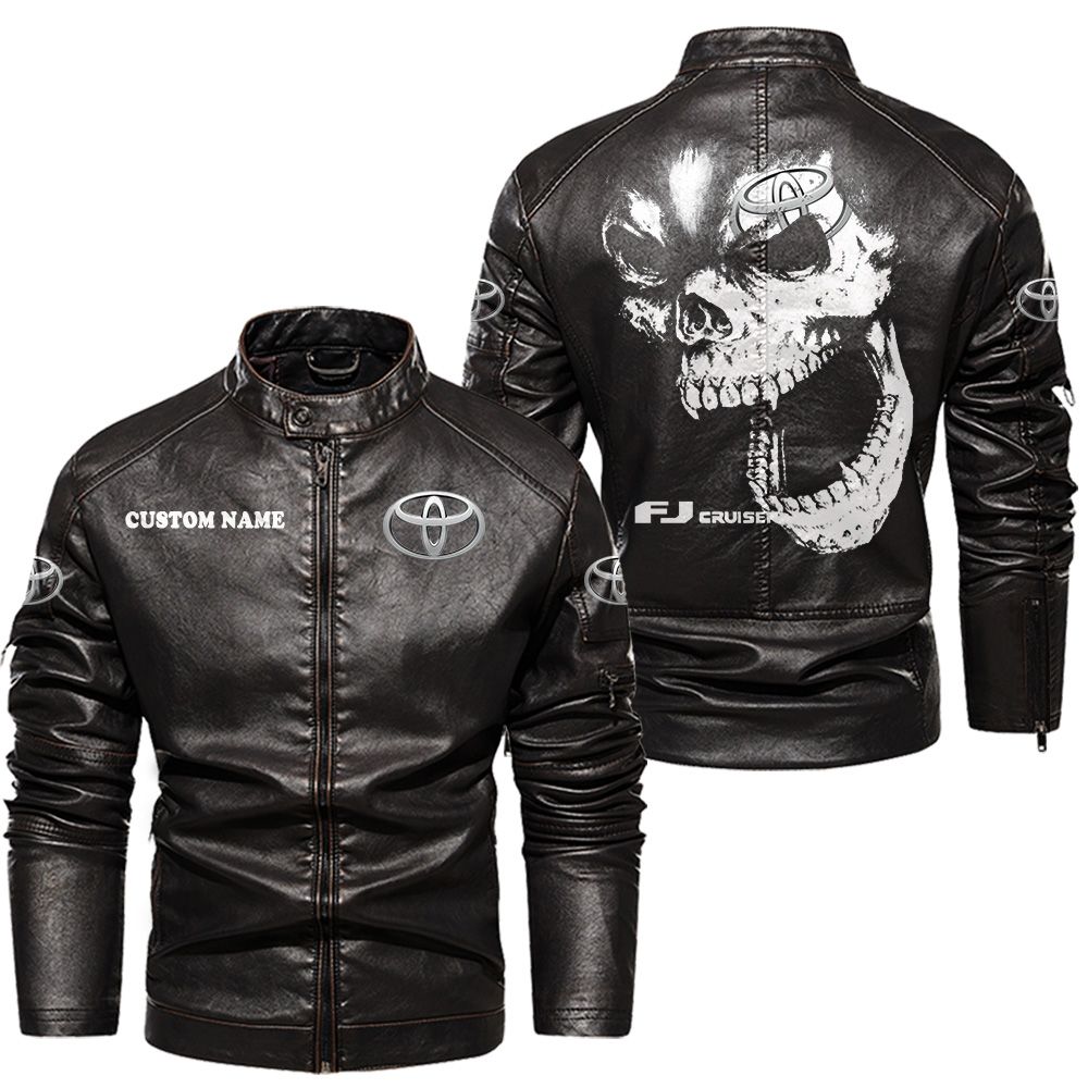 Custom Name Toyota Fj Cruiser Skull Leather Jacket - Personalized Logo Car Motorcycle Model - Image 3