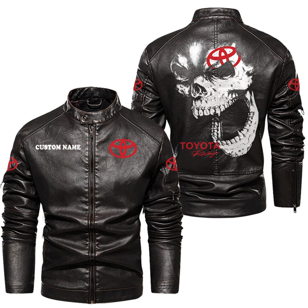 Custom Name Toyota Tacoma Skull Leather Jacket - Personalized Logo Car Motorcycle Model - Image 3