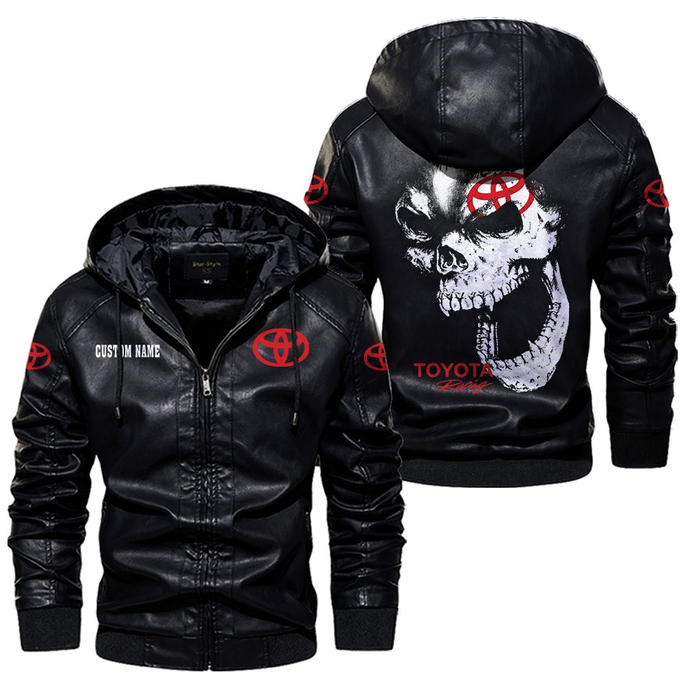 Custom Name Toyota Tacoma Skull Leather Jacket - Personalized Logo Car Motorcycle Model - Image 5