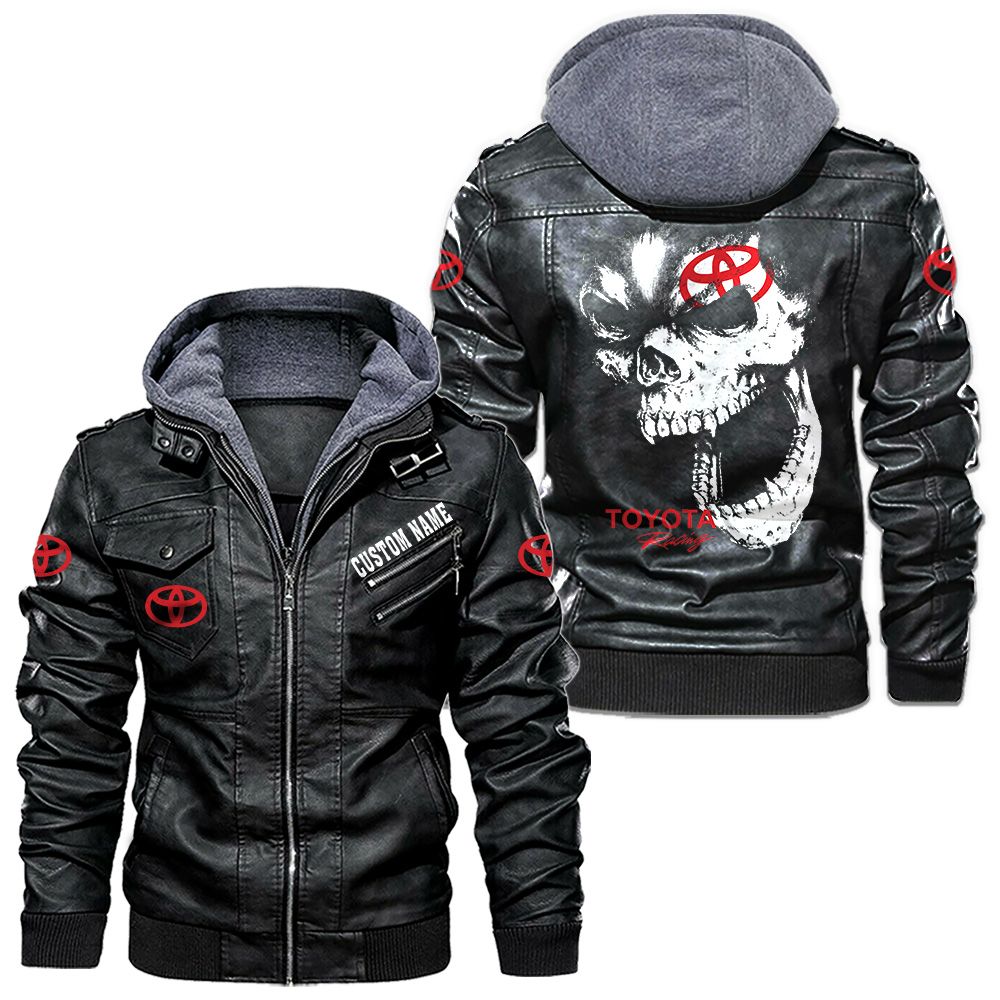 Custom Name Toyota Tacoma Skull Leather Jacket - Personalized Logo Car Motorcycle Model