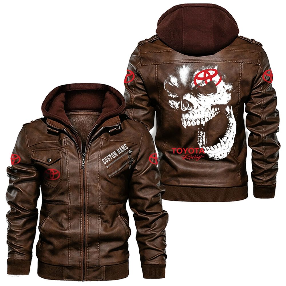 Custom Name Toyota Tacoma Skull Leather Jacket - Personalized Logo Car Motorcycle Model - Image 2