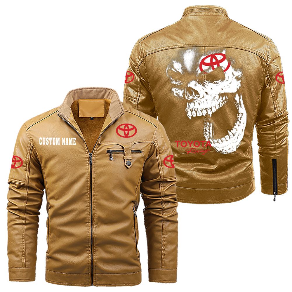 Custom Name Toyota Tacoma Skull Leather Jacket - Personalized Logo Car Motorcycle Model - Image 10