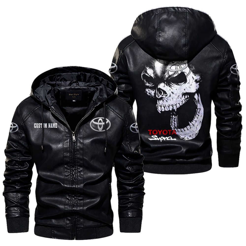 Custom Name Toyota Supra Skull Leather Jacket - Personalized Logo Car Motorcycle Model - Image 5