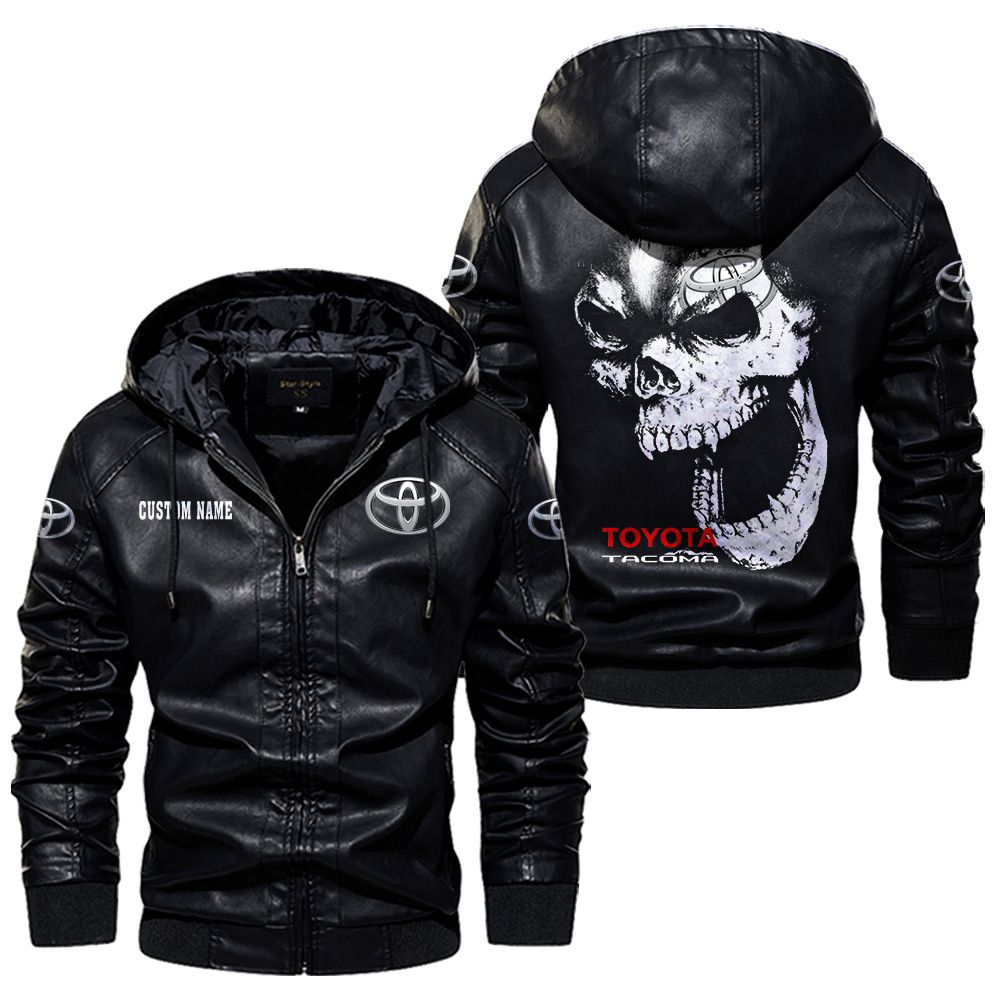 Custom Name Toyota Tacoma Skull Leather Jacket - Personalized Logo Car Motorcycle Model - Image 5