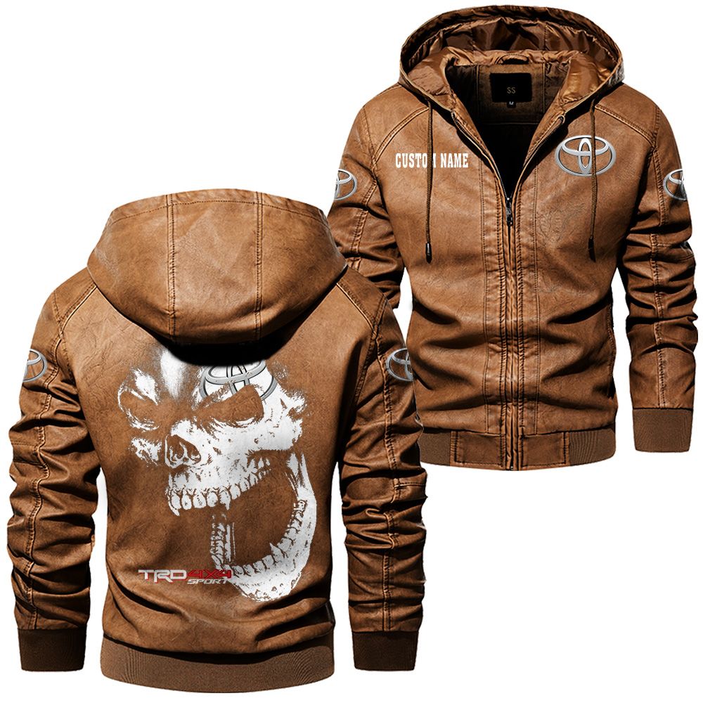 Custom Name Toyota Trd Skull Leather Jacket - Personalized Logo Car Motorcycle Model - Image 6