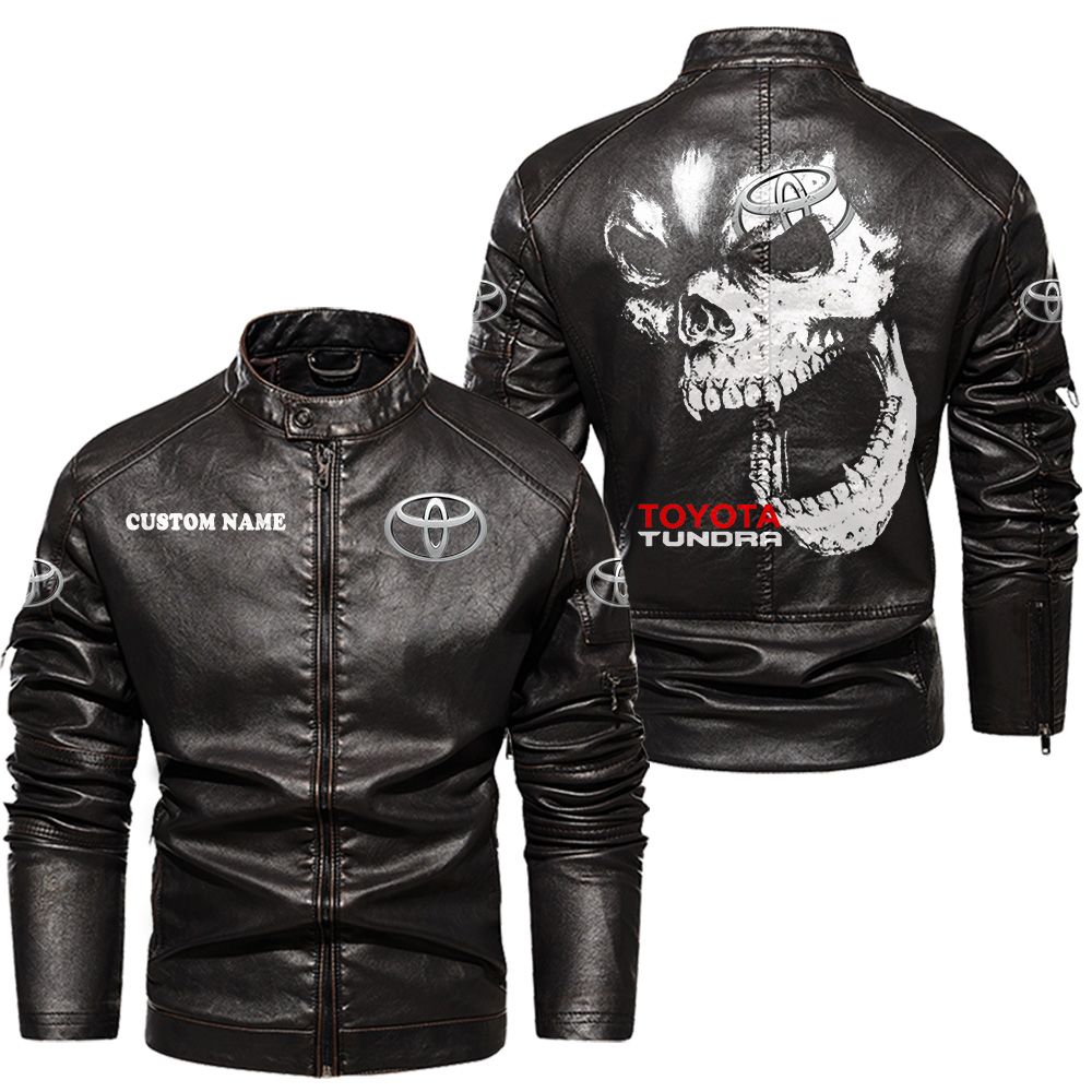 Custom Name Toyota Tundra PU Leather Hooded Jacket - Personalized Logo Car Motorcycle Model - Image 3