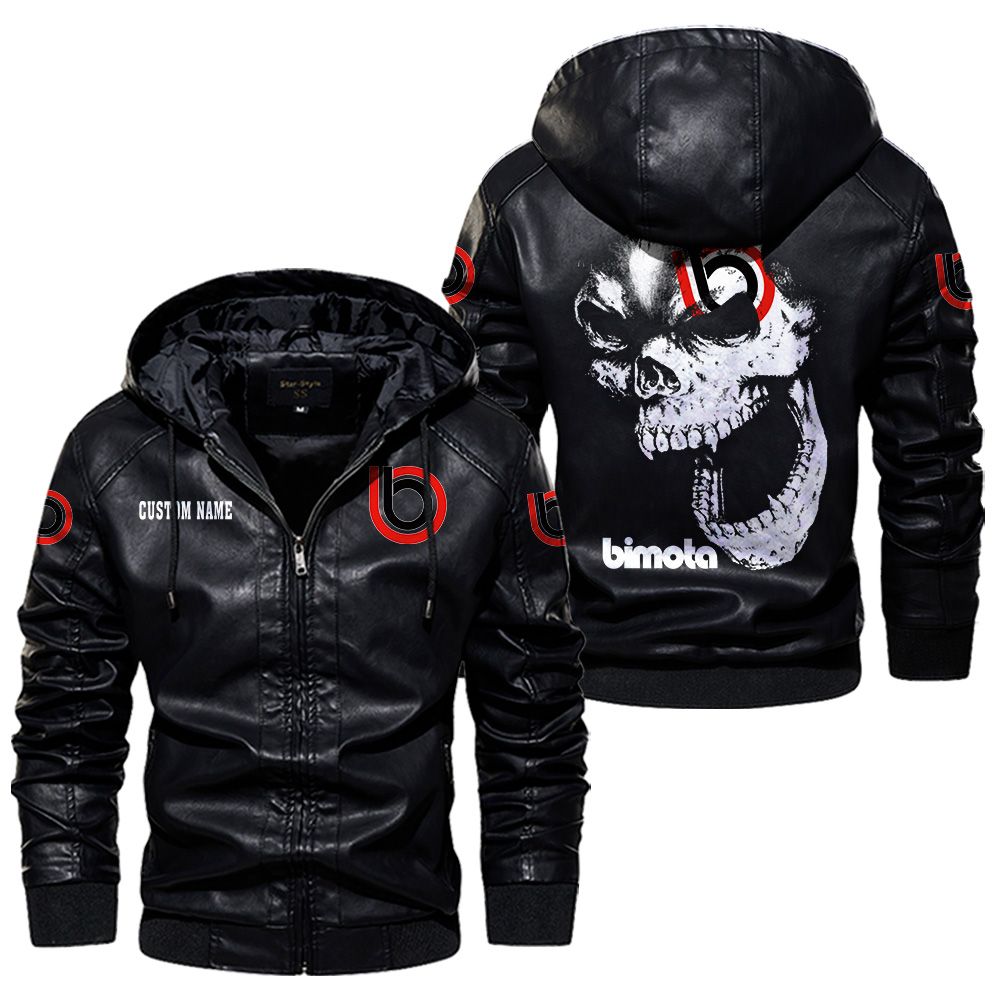 Custom Name Bimota Skull Leather Jacket - Personalized Logo Car Motorcycle Model - Image 5