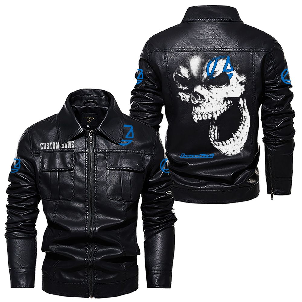 Custom Name Landini Skull Skull Leather Jacket - Personalized Logo Car Motorcycle Model - Image 7