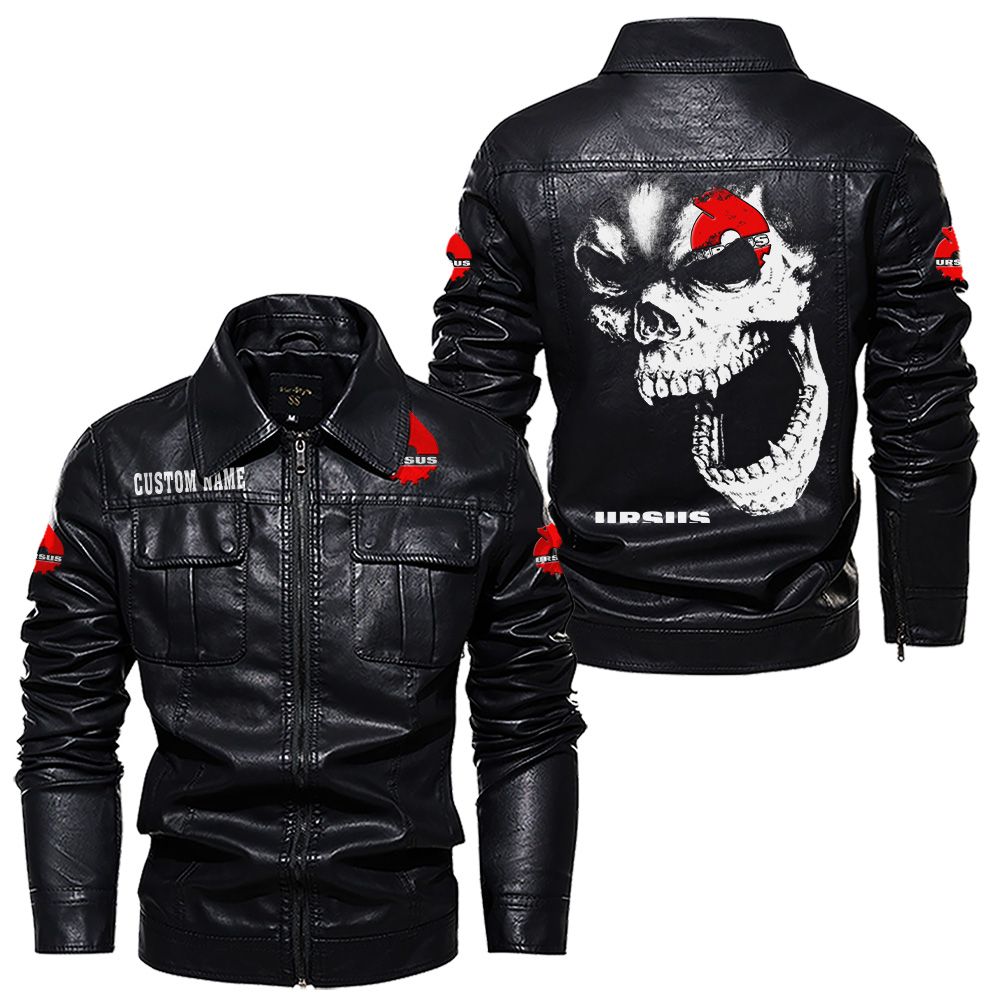 Custom Name Ursus Skull Leather Jacket - Personalized Logo Car Motorcycle Model - Image 7